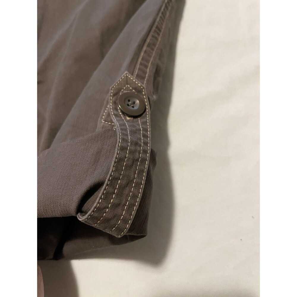 Eddie Bauer Roll Up Utility Cargo Pants Brown Contrast Stitch Y2K Gorpcore Sz 8 - Picture 6 of 16